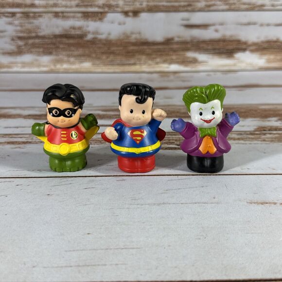 Lot of 3 Fisher-Price Little People DC Comics Super Friends Superman Robin Joker - Picture 1 of 2